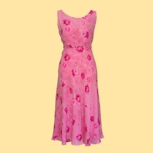 Vintage Escada Pink Floral Silk Dress